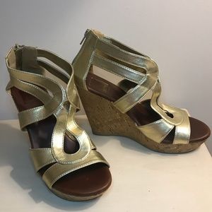 Dolce Vita Gold Corked Heels Wedge - Size 6.5